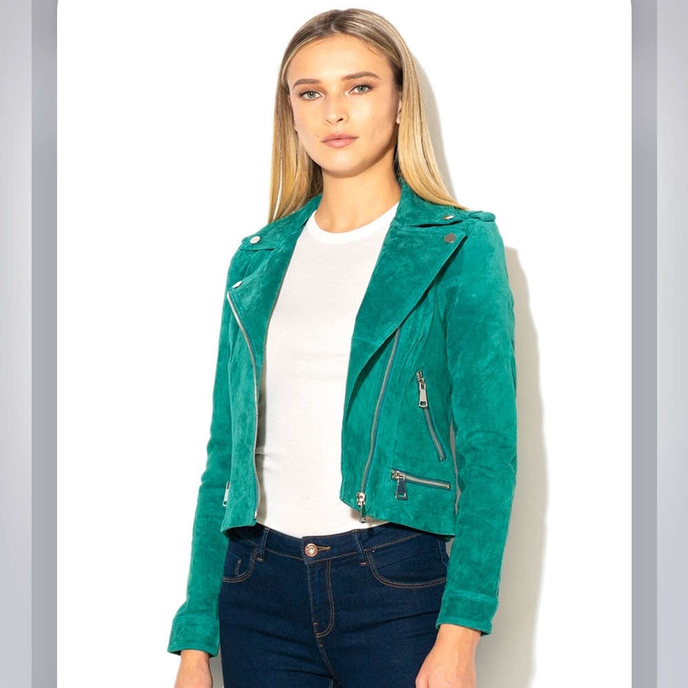 Pork leather women’s biker jacket.